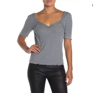 FREE PEOPLE GRAY COTTON KNIT TOP